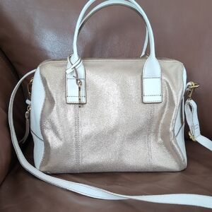 Fossil  Gold and Ivory Women's Handbag.  Very Good Condition  11x9
